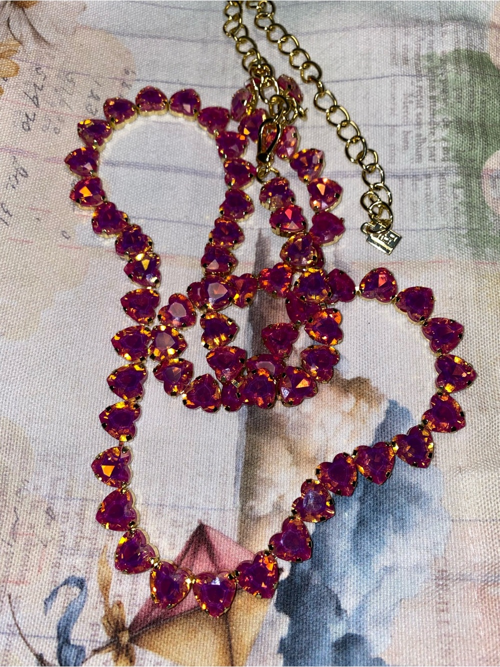 Feed Me Gems Pink Heart Revire Crystal Necklace